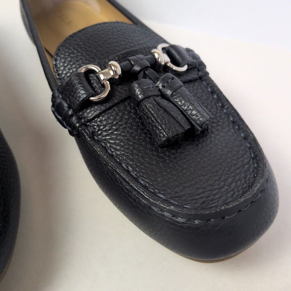 Talbots Flats Women's 8.5 Everson Tassel Driving Moccasins Indigo Blue Leather - Picture 5 of 13